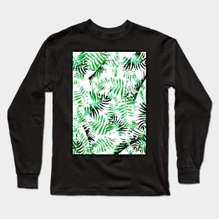 Palm leaves, Tropical print, Pattern, Print, Tropical, Green, Pattern, Funny art, Modern art, Wall art, Print, Minimalistic, Modern Long Sleeve T-Shirt